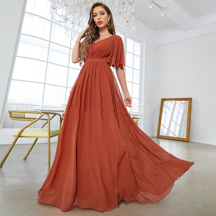 V-Neck Chiffon Dress