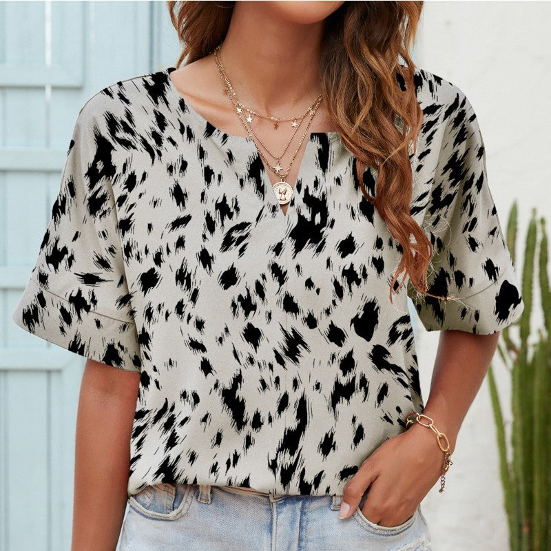 Printed V-Neck Tee