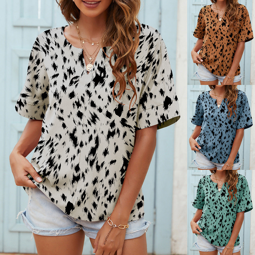 Printed V-Neck Tee