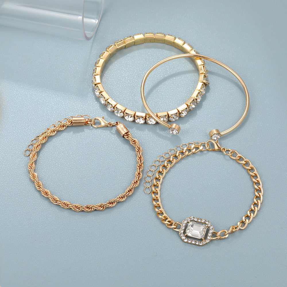 Fashion Jewellery 4 Pcs Crystal Bracelet Set For Women