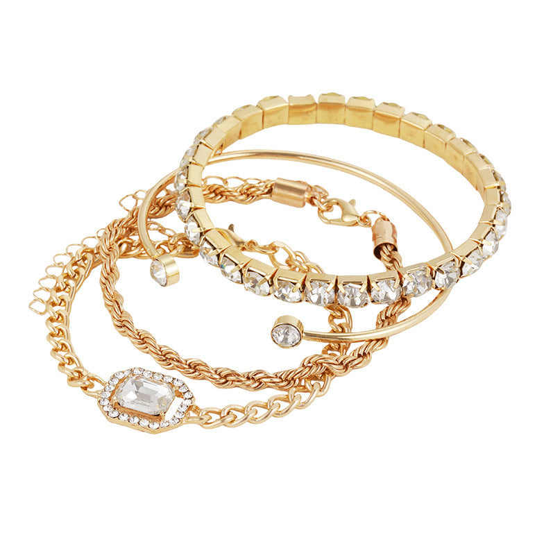 Fashion Jewellery 4 Pcs Crystal Bracelet Set For Women