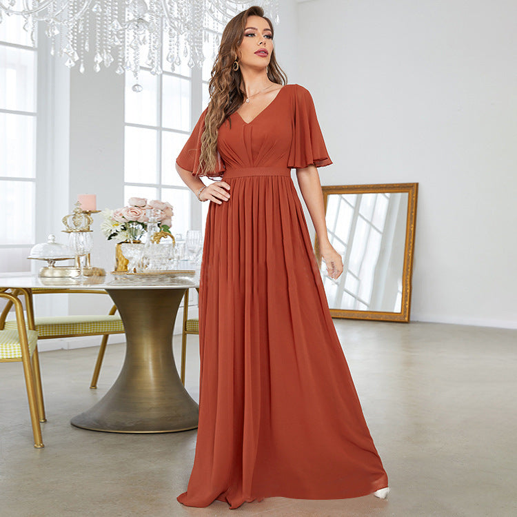 V-Neck Chiffon Dress