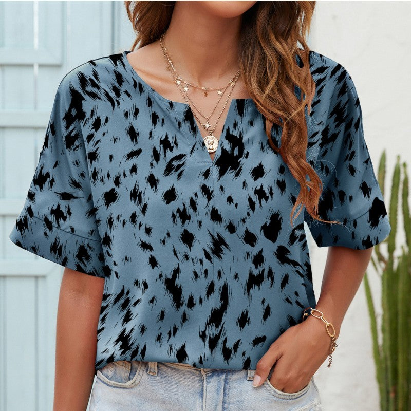 Printed V-Neck Tee