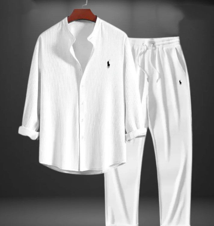 Men's Casual Loose Multi-color Beachwear Cotton And Linen Short Sleeve Suit Two-piece Set
