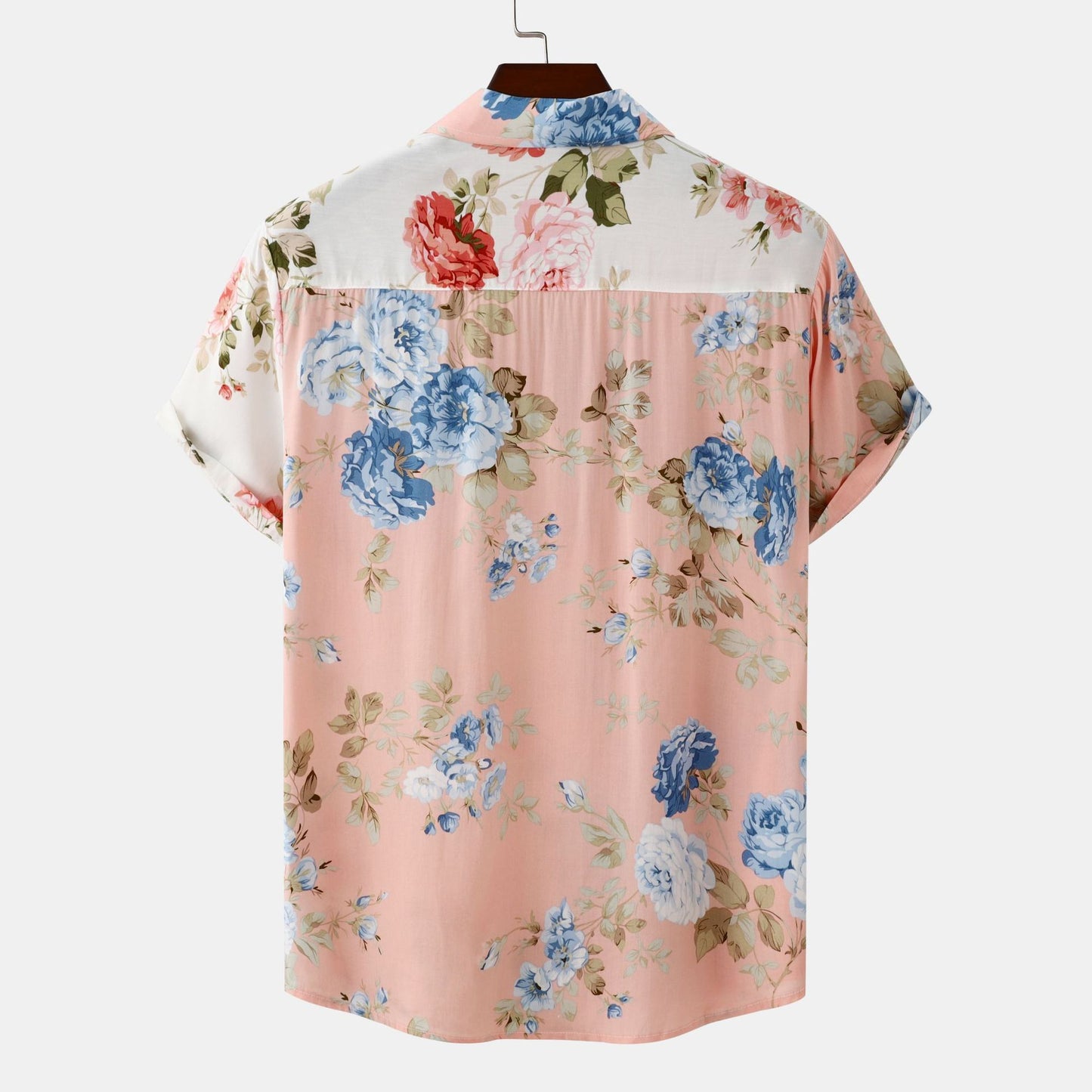 Men's Floral Stitching Short-sleeved Shirt