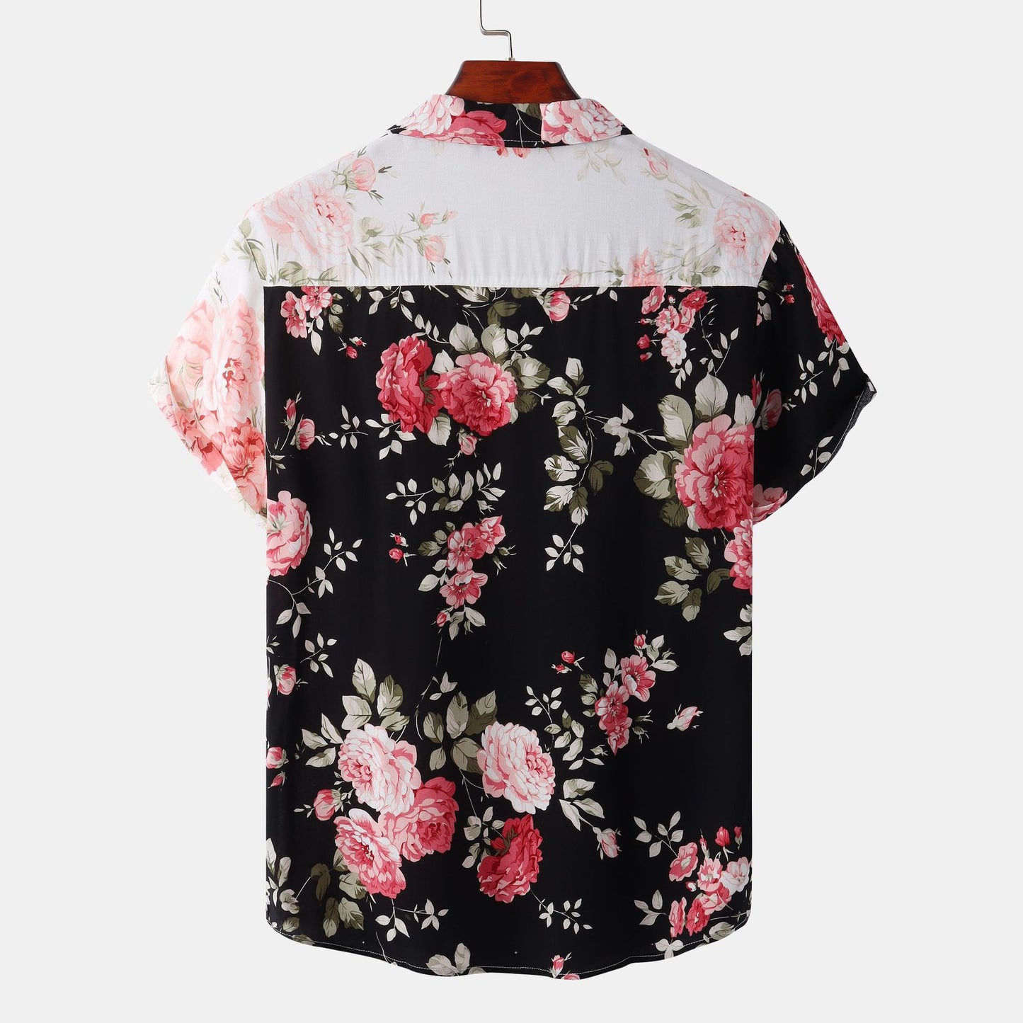 Men's Floral Stitching Short-sleeved Shirt