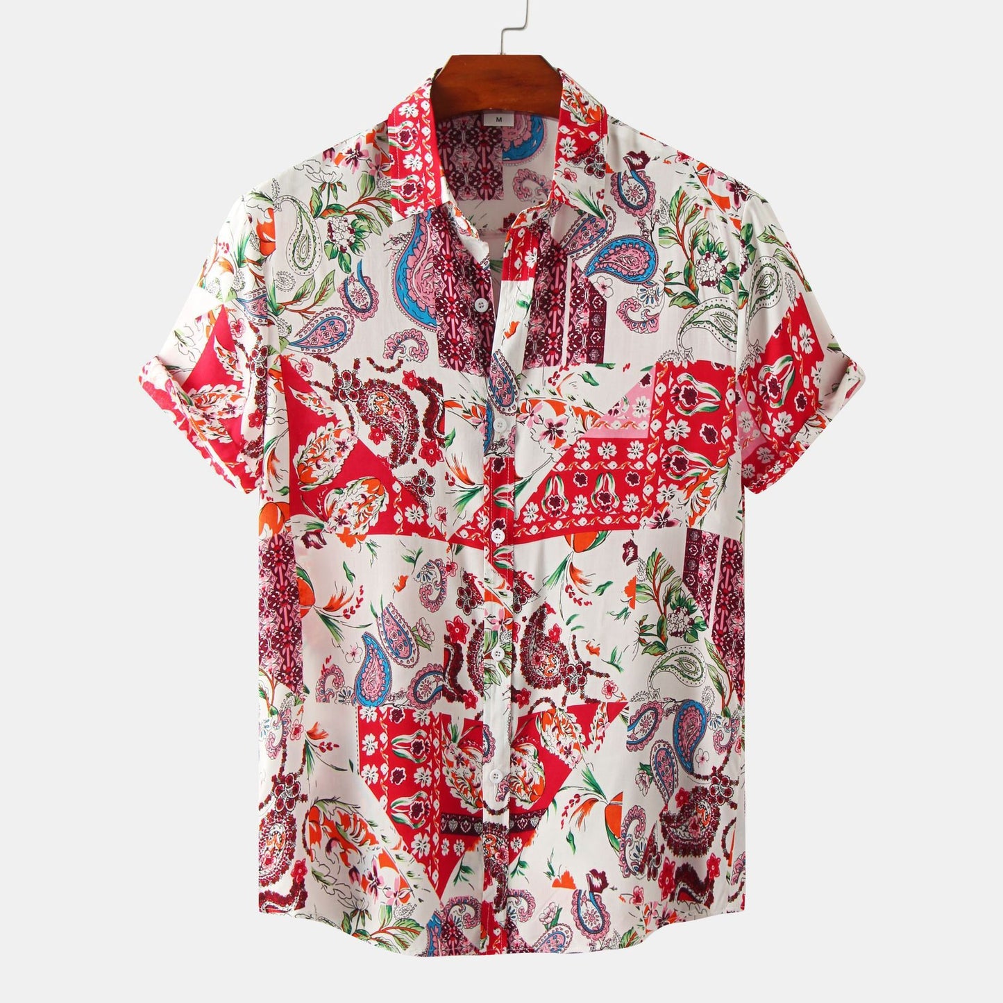 Men's Casual Short Sleeve Floral Shirt