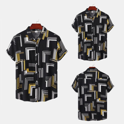 Men's Casual Short Sleeve Floral Shirt