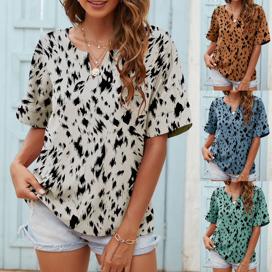 Printed V-Neck Tee