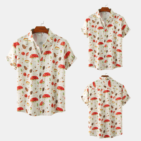 Loose Floral Print Casual Short Sleeve Cardigan Shirt