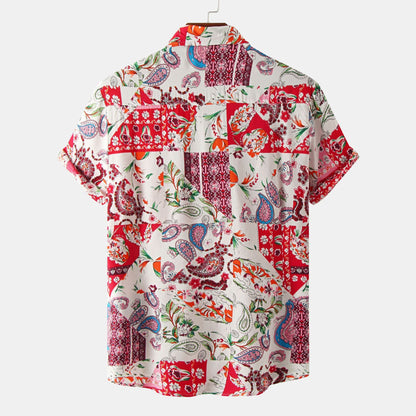 Men's Casual Short Sleeve Floral Shirt