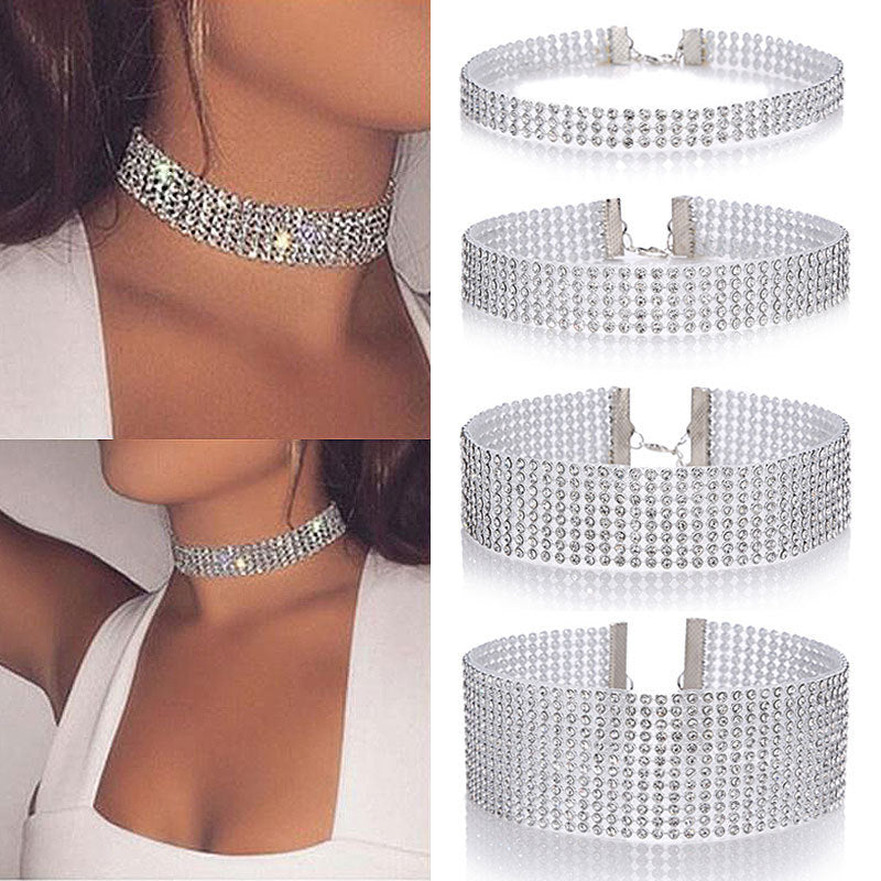 Fashion Women Full Crystal Rhinestone Choker Necklace