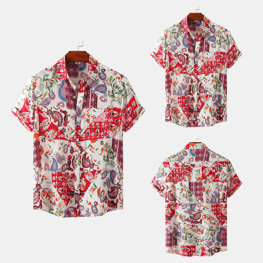 Men's Casual Short Sleeve Floral Shirt