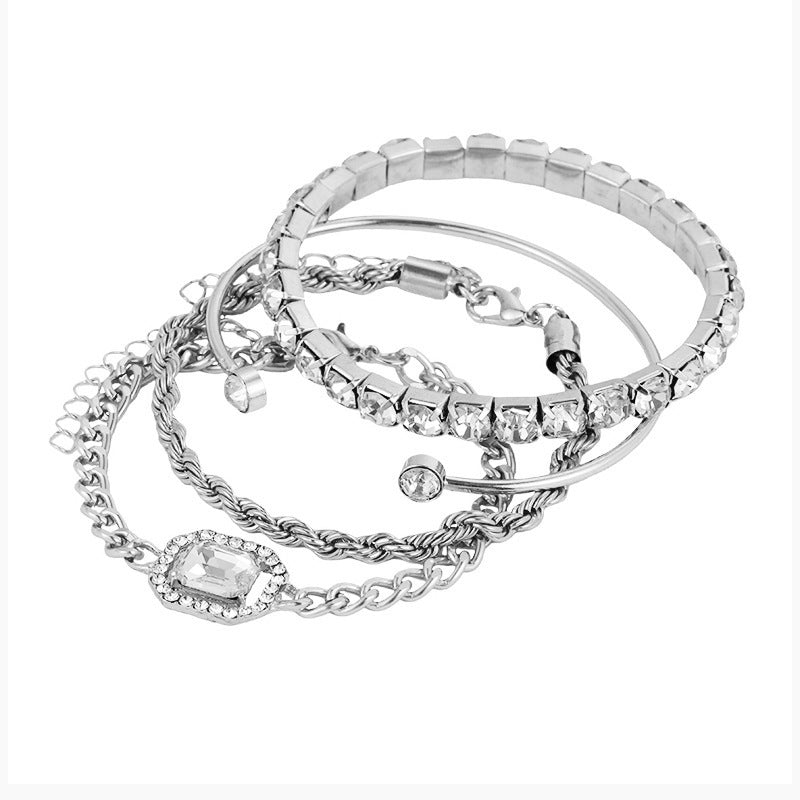 Fashion Jewellery 4 Pcs Crystal Bracelet Set For Women