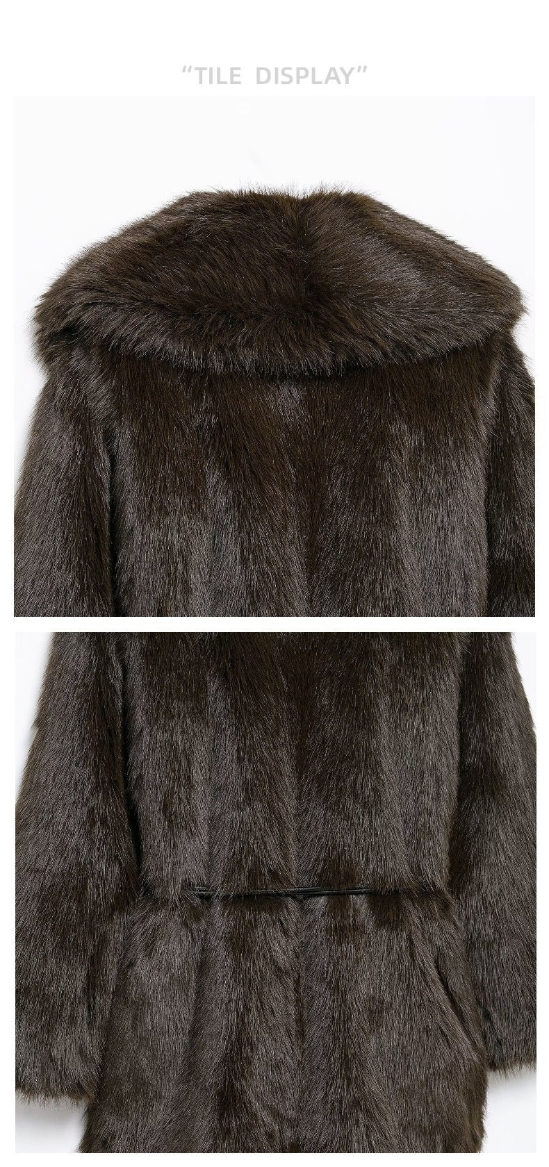 New Faux Fur Plush Lapel And Waist Tight Coat