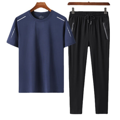 Men's Summer Ice Silk Quick-Dry T-Shirt & Pants Set