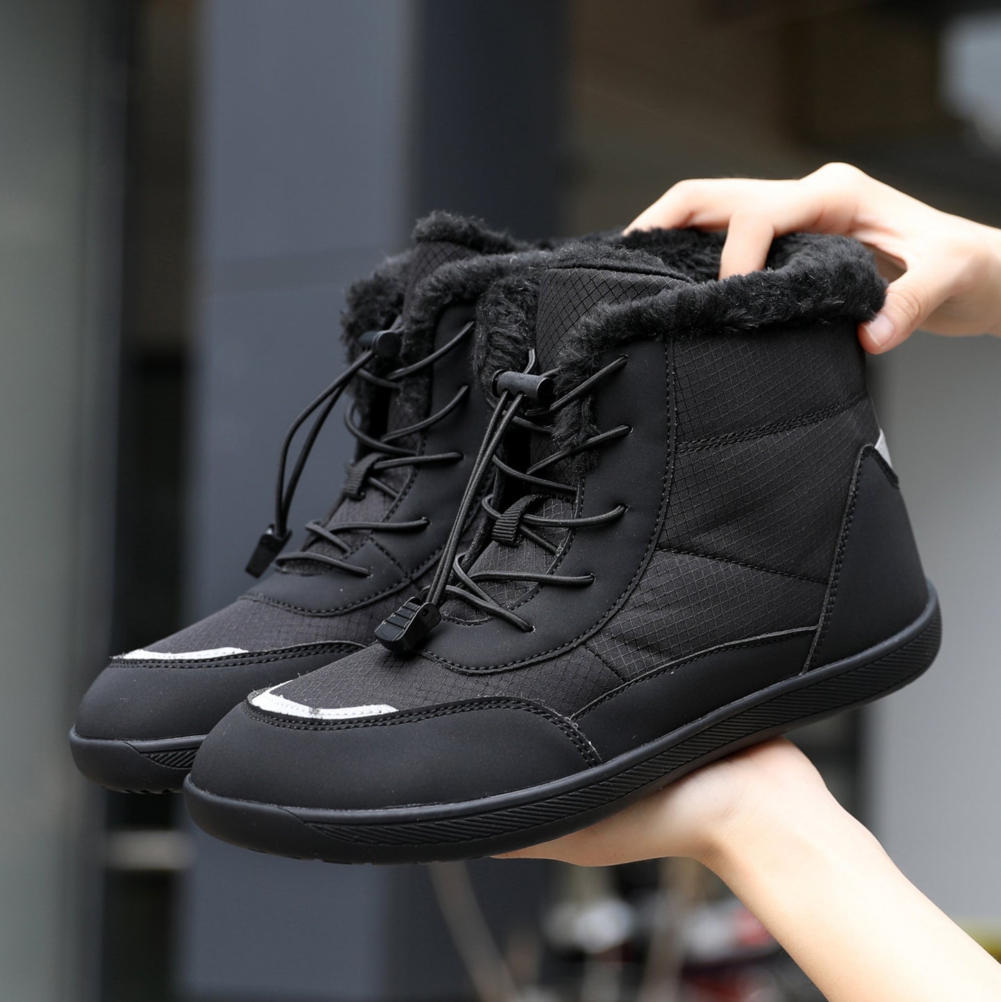 High-top With Velvet Thick Wide Toe Cotton Shoes