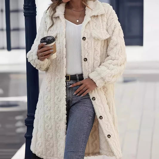 Fashion Plush Casual Long Coat For Women