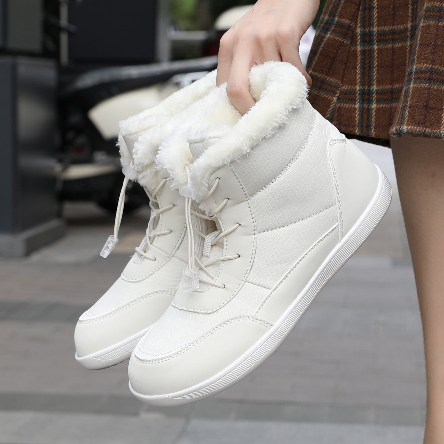 High-top With Velvet Thick Wide Toe Cotton Shoes