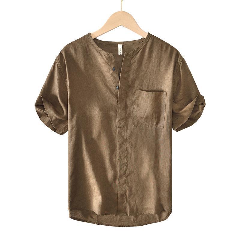 Men's Short-sleeved Linen Shirt