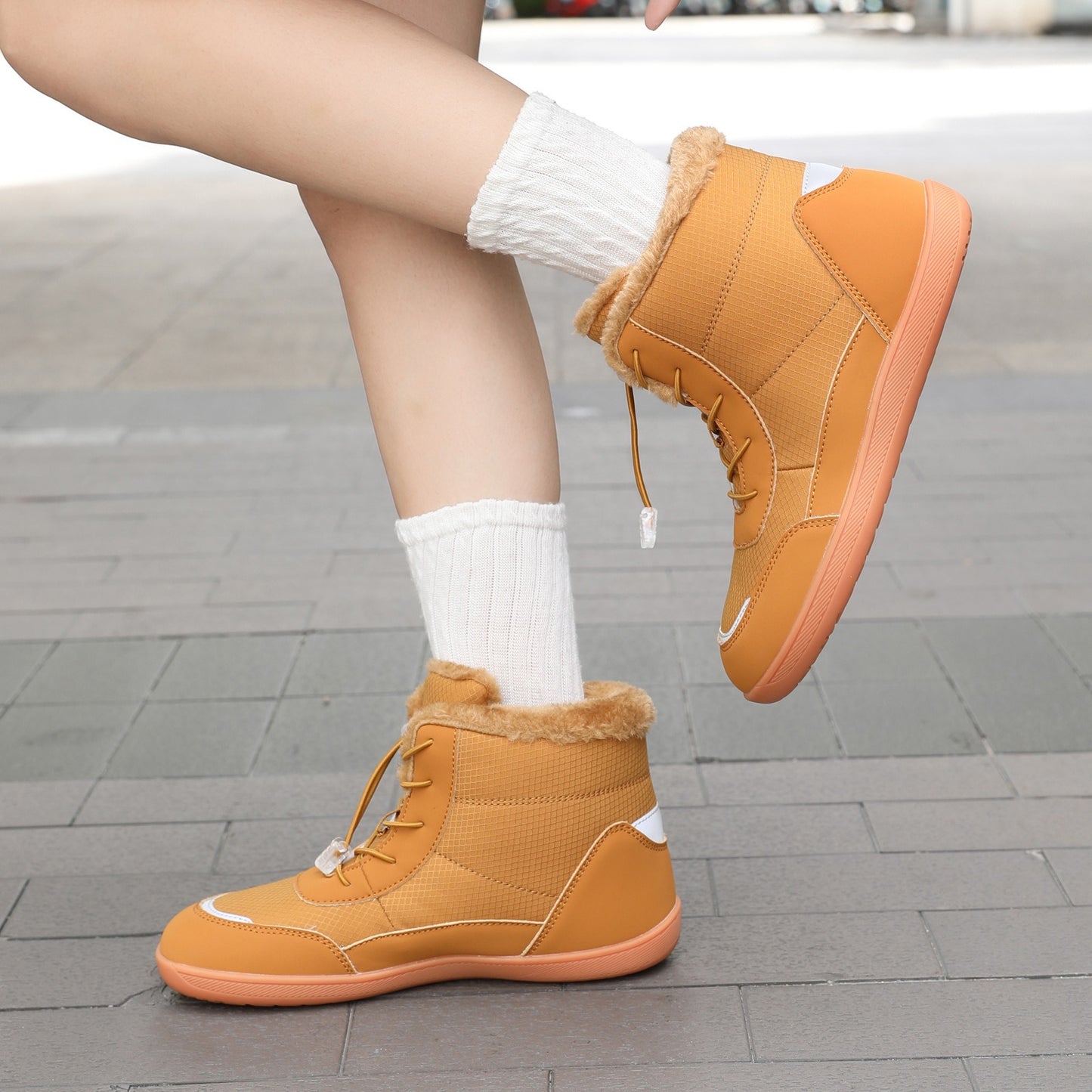 High-top With Velvet Thick Wide Toe Cotton Shoes