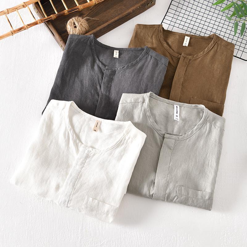 Men's Short-sleeved Linen Shirt