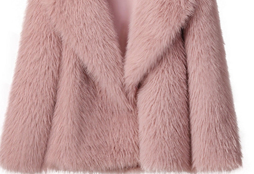 Large Lapel Fluffy Plush Artificial Fur Short