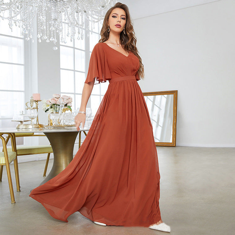 V-Neck Chiffon Dress