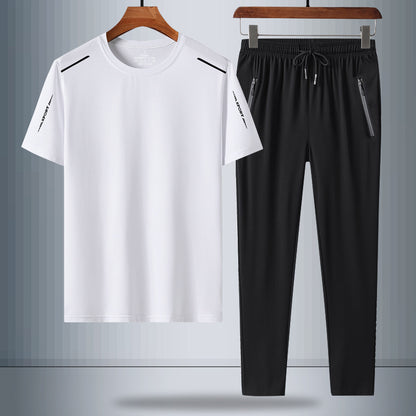 Men's Summer Ice Silk Quick-Dry T-Shirt & Pants Set