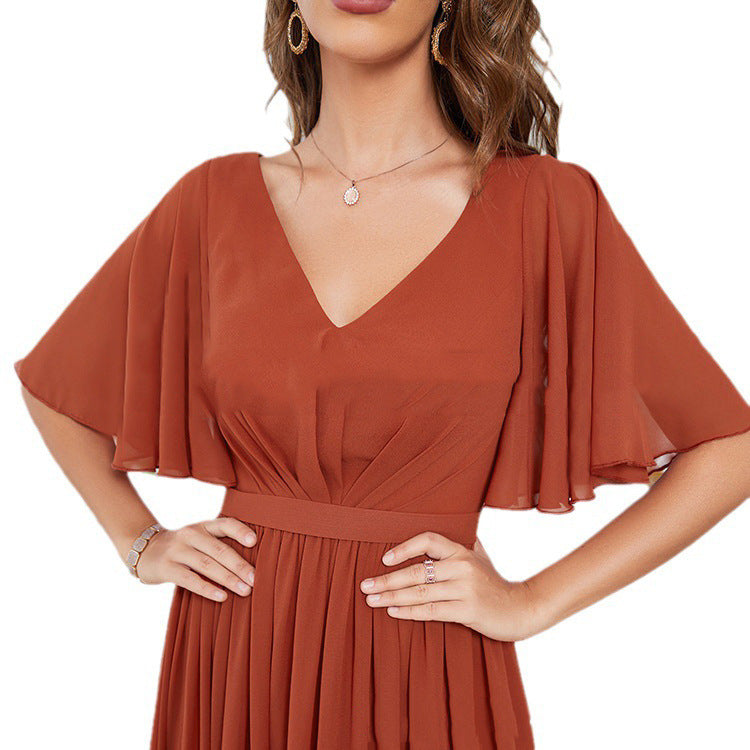 V-Neck Chiffon Dress