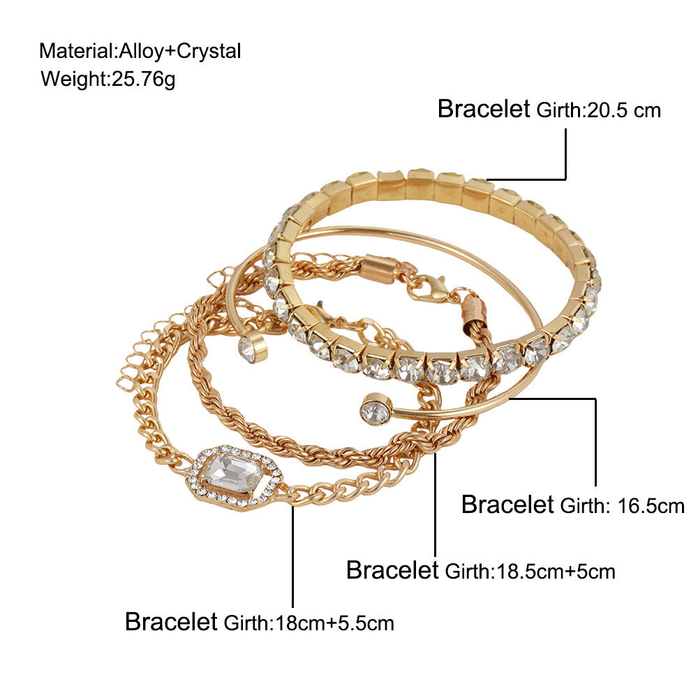 Fashion Jewellery 4 Pcs Crystal Bracelet Set For Women